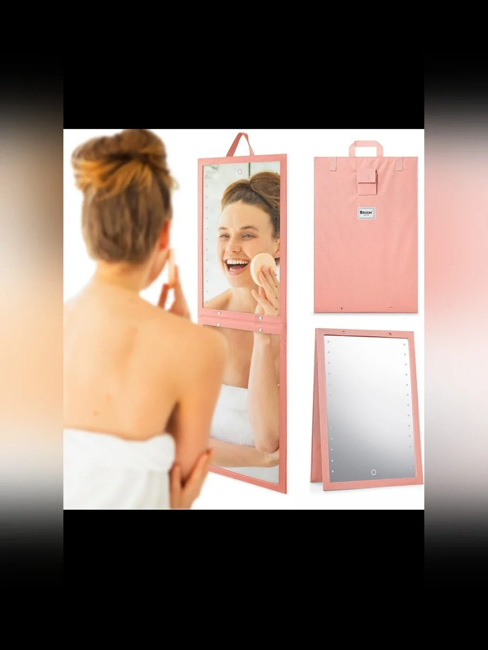 Foldable Mirror with Dimmable LED Lights 🪞